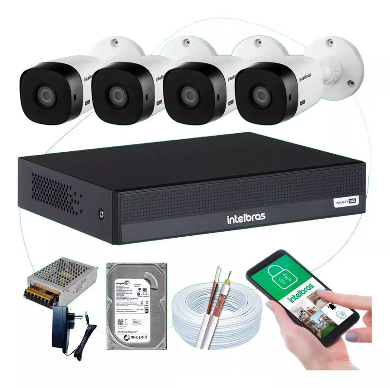 Kit 4 Câmeras Intelbras 1120b Dvr 4 Canais Lançamento