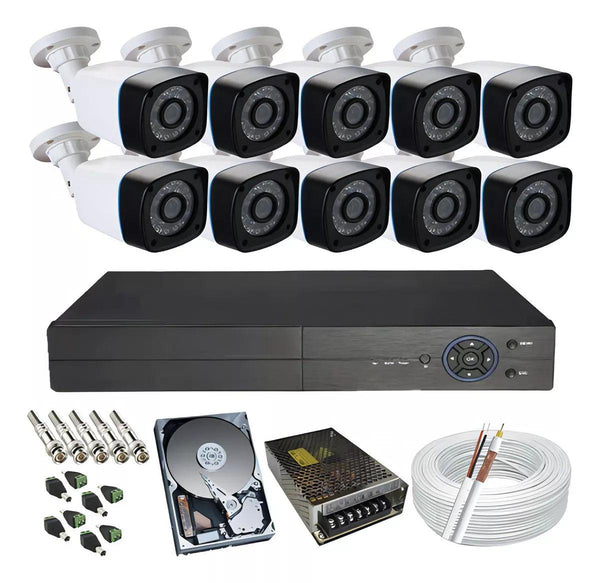 Kit Cftv 10 Câmeras Full Hd 2 Mp 1080p Dvr 16 Canais Hd 1 Tb