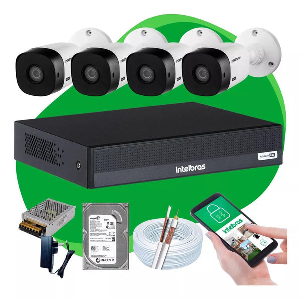 Kit 4 Câmeras Intelbras 1120b Dvr 4 Canais Lançamento